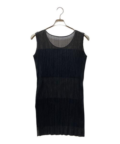 PLEATS PLEASE（プリーツプリーズ）PLEATS PLEASE (プリーツプリーズ) メッシュコンビスリーブレストップス ブラック サイズ:3の古着・服飾アイテム