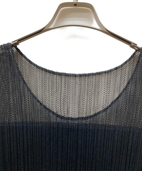 PLEATS PLEASE（プリーツプリーズ）PLEATS PLEASE (プリーツプリーズ) メッシュコンビスリーブレストップス ブラック サイズ:3の古着・服飾アイテム