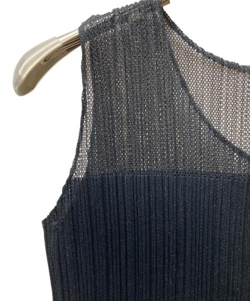 PLEATS PLEASE（プリーツプリーズ）PLEATS PLEASE (プリーツプリーズ) メッシュコンビスリーブレストップス ブラック サイズ:3の古着・服飾アイテム