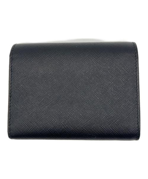 PRADA（プラダ）PRADA (プラダ) サフィアーノ コンパクトウォレット ブラック×ゴールドの古着・服飾アイテム