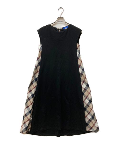 BLUE LABEL CRESTBRIDGE（ブルーレーベルクレストブリッジ）BLUE LABEL CRESTBRIDGE (ブルーレーベルクレストブリッジ) サイドチェックノースリーブワンピース ブラック サイズ:38の古着・服飾アイテム