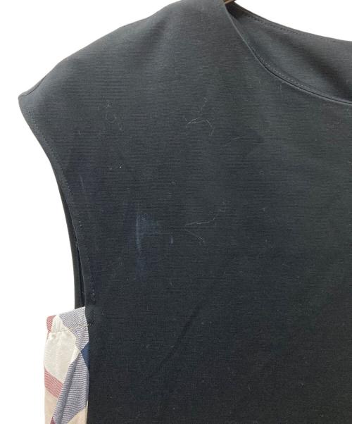 BLUE LABEL CRESTBRIDGE（ブルーレーベルクレストブリッジ）BLUE LABEL CRESTBRIDGE (ブルーレーベルクレストブリッジ) サイドチェックノースリーブワンピース ブラック サイズ:38の古着・服飾アイテム