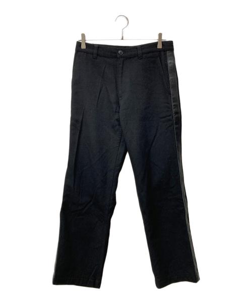 COMME des GARCONS HOMME PLUS（コムデギャルソンオムプリュス）COMME des GARCONS HOMME PLUS (コムデギャルソンオムプリュス) レザー側章ウールパンツ ブラック サイズ:Sの古着・服飾アイテム