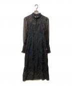 JILL STUARTジルスチュアート）の古着「シフォンエンブロイダリードレス」｜ブラック