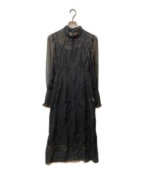 JILL STUART（ジルスチュアート）JILL STUART (ジルスチュアート) シフォンエンブロイダリードレス ブラック サイズ:4の古着・服飾アイテム