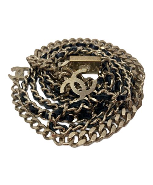 CHANEL（シャネル）CHANEL (シャネル) ココマークチェーンベルト ブラック×ゴールドの古着・服飾アイテム