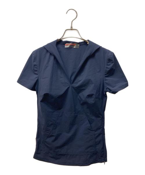 PRADA SPORTS（プラダスポーツ）PRADA SPORTS (プラダスポーツ) アーカイブキーネックストレッチフーディ ネイビー サイズ:Mの古着・服飾アイテム