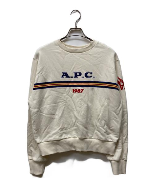 A.P.C.（アーペーセー）A.P.C. (アーペーセー) ADAM ロゴスウェットシャツ アイボリー サイズ:Mの古着・服飾アイテム