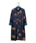 PAUL SMITHポールスミス）の古着「太陽柄シャツワンピース」｜ブラック×グリーン