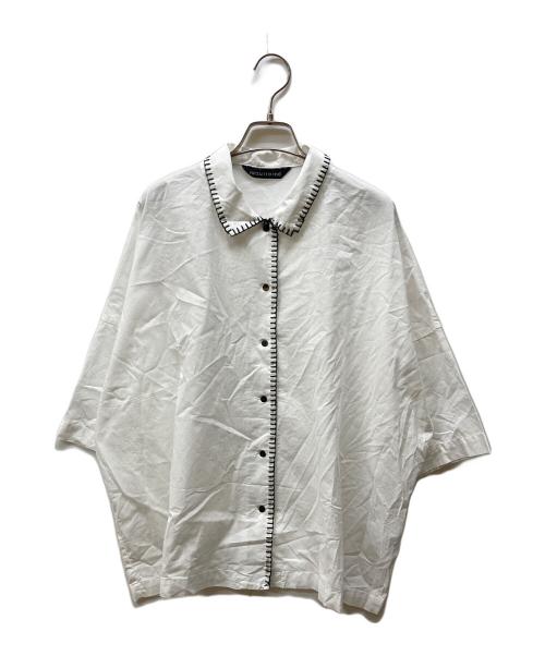 mizuiro-ind（ミズイロインド）mizuiro-ind (ミズイロインド) 25SS ブランケットステッチワイドシャツ ホワイト サイズ:FREEの古着・服飾アイテム