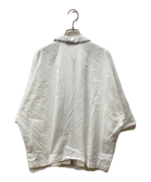 mizuiro-ind（ミズイロインド）mizuiro-ind (ミズイロインド) 25SS ブランケットステッチワイドシャツ ホワイト サイズ:FREEの古着・服飾アイテム