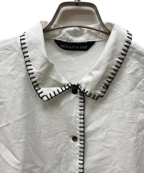 mizuiro-ind（ミズイロインド）mizuiro-ind (ミズイロインド) 25SS ブランケットステッチワイドシャツ ホワイト サイズ:FREEの古着・服飾アイテム