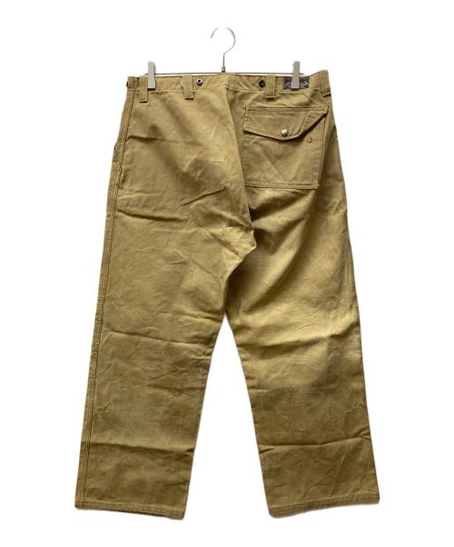 Hirsch weis（ハーシュワイス）hirsch weis (ハーシュワイス) 黒刺繍タグ ダックパンツ ベージュ サイズ:記載なしの古着・服飾アイテム