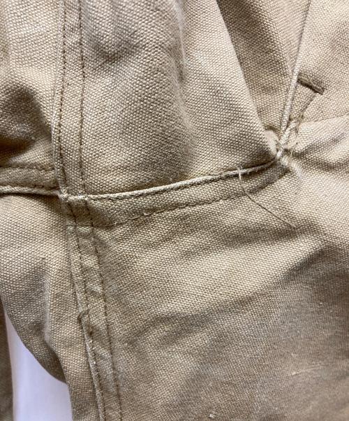 Hirsch weis（ハーシュワイス）hirsch weis (ハーシュワイス) 黒刺繍タグ ダックパンツ ベージュ サイズ:記載なしの古着・服飾アイテム