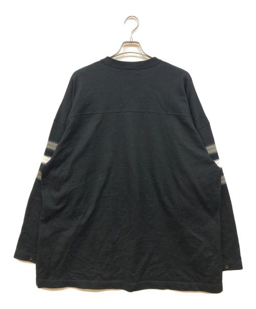 COOTIE PRODUCTIONS（クーティープロダクツ）COOTIE PRODUCTIONS (クーティープロダクツ) Heavy Oz Jersey Jacquard Sleeve Hockey Shirt ブラック サイズ:Ⅼの古着・服飾アイテム