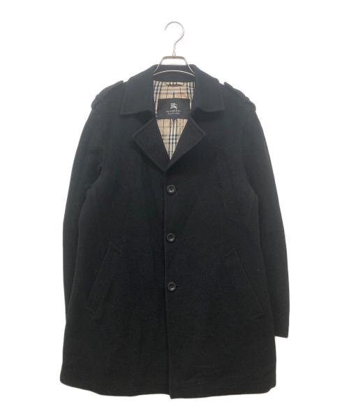 BURBERRY BLACK LABEL（バーバリーブラックレーベル）BURBERRY BLACK LABEL (バーバリーブラックレーベル) ラムウールカシミヤ裏ノヴァチェックチェスターコート ブラック サイズ:Lの古着・服飾アイテム