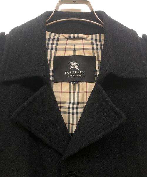 BURBERRY BLACK LABEL（バーバリーブラックレーベル）BURBERRY BLACK LABEL (バーバリーブラックレーベル) ラムウールカシミヤ裏ノヴァチェックチェスターコート ブラック サイズ:Lの古着・服飾アイテム