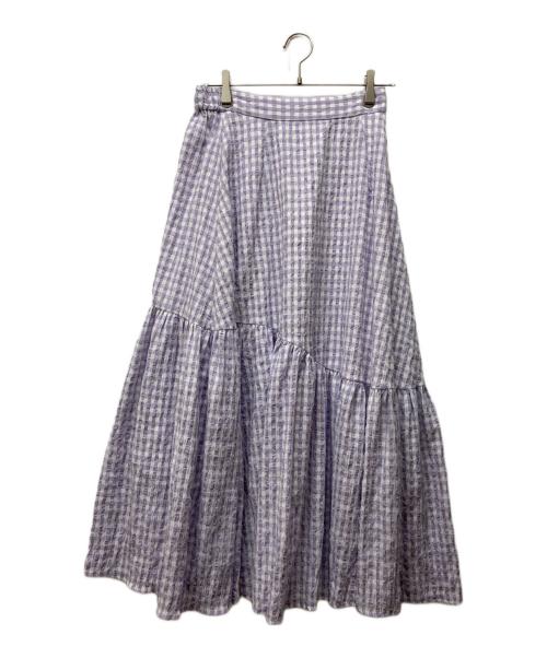 LILLIAN CARAT（リリアンカラット）LILLIAN CARAT (リリアンカラット) ギンガムチェックフレアスカート パープル サイズ:２の古着・服飾アイテム