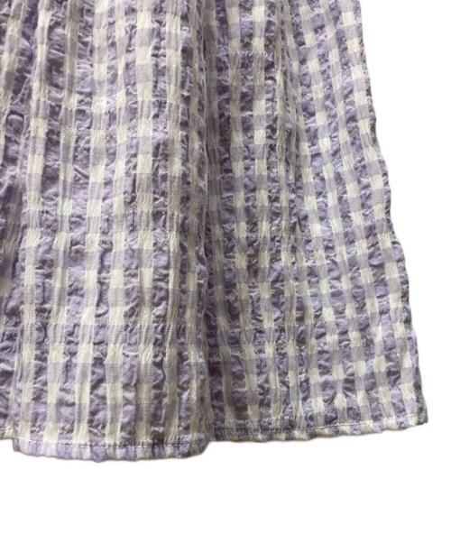 LILLIAN CARAT（リリアンカラット）LILLIAN CARAT (リリアンカラット) ギンガムチェックフレアスカート パープル サイズ:２の古着・服飾アイテム