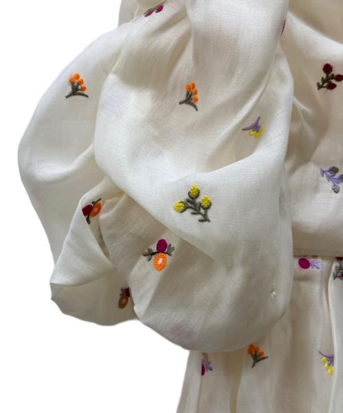 CELFORD（セルフォード）CELFORD (セルフォード) 小花刺繍ペプラムブラウス ベージュ サイズ:38の古着・服飾アイテム