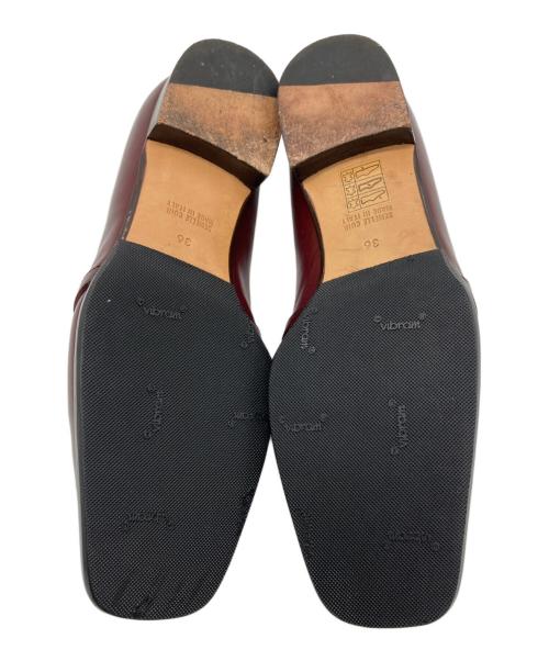 HERMES（エルメス）HERMES (エルメス) スクエアトゥ ケリーローファー レッド サイズ:36の古着・服飾アイテム