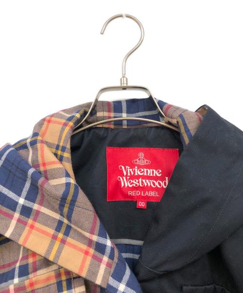 Vivienne Westwood RED LABEL（ヴィヴィアンウエストウッドレッドレーベル）Vivienne Westwood RED LABEL (ヴィヴィアンウエストウッドレッドレーベル) ブロッキングアシンメトリーコート ブラック×ブラウン サイズ:SIZE 00の古着・服飾アイテム
