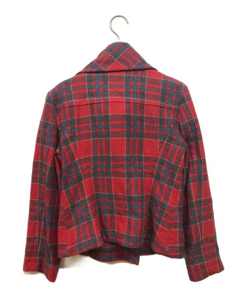 Vivienne Westwood RED LABEL（ヴィヴィアンウエストウッドレッドレーベル）Vivienne Westwood RED LABEL (ヴィヴィアンウエストウッドレッドレーベル) チェックショートトレンチコート レッド サイズ:2の古着・服飾アイテム