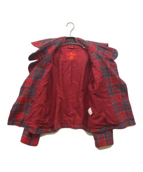 Vivienne Westwood RED LABEL（ヴィヴィアンウエストウッドレッドレーベル）Vivienne Westwood RED LABEL (ヴィヴィアンウエストウッドレッドレーベル) チェックショートトレンチコート レッド サイズ:2の古着・服飾アイテム