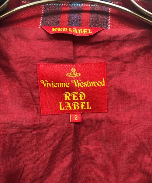 Vivienne Westwood RED LABEL（ヴィヴィアンウエストウッドレッドレーベル）Vivienne Westwood RED LABEL (ヴィヴィアンウエストウッドレッドレーベル) チェックショートトレンチコート レッド サイズ:2の古着・服飾アイテム