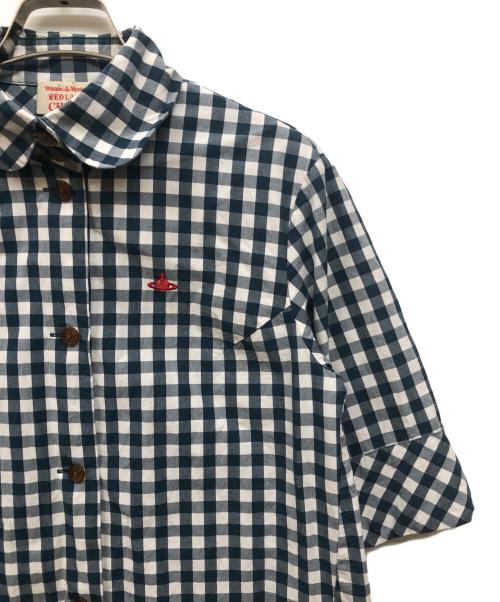 Vivienne Westwood RED LABEL（ヴィヴィアンウエストウッドレッドレーベル）Vivienne Westwood RED LABEL (ヴィヴィアンウエストウッドレッドレーベル) CHOICE ギンガムチェックシャツワンピース ネイビー サイズ:2の古着・服飾アイテム
