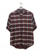 DSQUARED2ディースクエアード）の古着「バックロゴリネンチェックシャツ」｜レッド