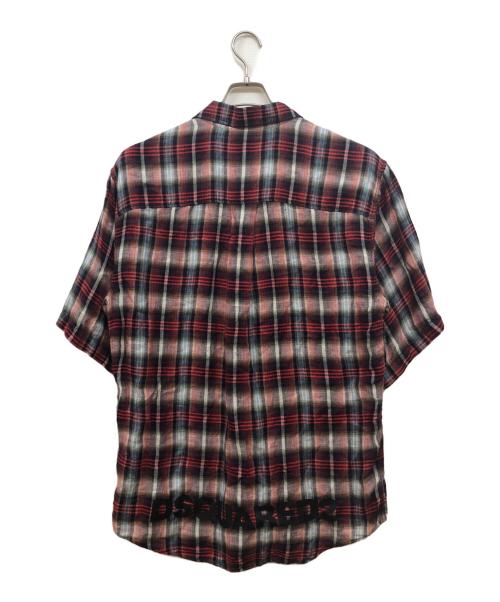 DSQUARED2（ディースクエアード）DSQUARED2 (ディースクエアード) バックロゴリネンチェックシャツ レッド サイズ:46の古着・服飾アイテム