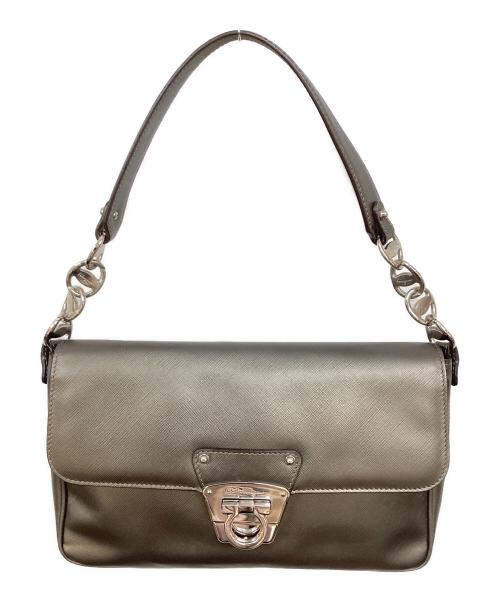 Salvatore Ferragamo（サルヴァトーレ フェラガモ）Salvatore Ferragamo (サルヴァトーレ フェラガモ) ガンチーニターンロック ハンドバッグ グレーの古着・服飾アイテム