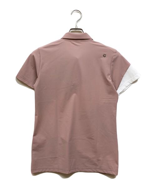 TaylorMade（テーラーメイド）TaylorMade (テーラーメイド) メタルT ストレッチポロシャツ ピンク×ホワイト サイズ:Ⅼ 未使用品の古着・服飾アイテム