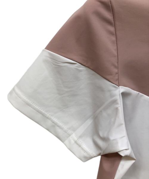 TaylorMade（テーラーメイド）TaylorMade (テーラーメイド) メタルT ストレッチポロシャツ ピンク×ホワイト サイズ:Ⅼ 未使用品の古着・服飾アイテム