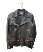 blackmeansブラックミーンズ）の古着「シープレザーダブルライダースジャケット」｜ブラック