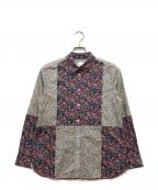 PAUL SMITHポールスミス）の古着「パネル切替小花柄シャツ」｜レッド×ホワイト