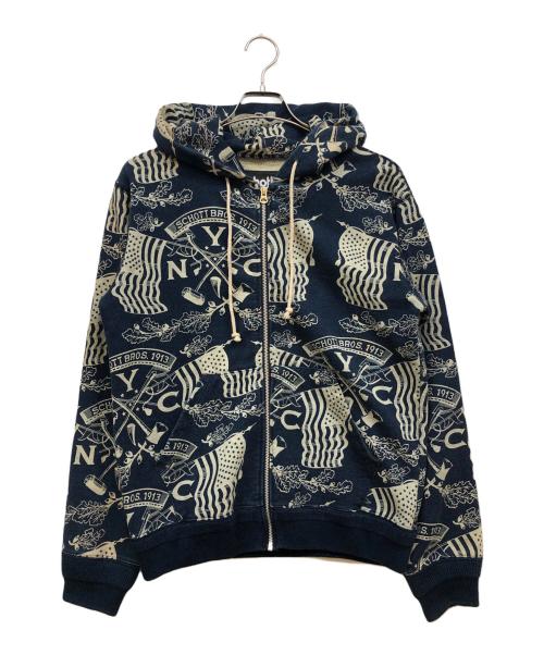 Schott（ショット）Schott (ショット) ZIP HOODED SWEAT/ジップﾌｰﾃﾞｯﾄスウェット ネイビー サイズ:Mの古着・服飾アイテム