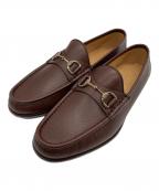 GUCCIグッチ）の古着「シボ革 ホースビットローファー」｜ブラウン