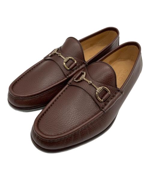 GUCCI（グッチ）GUCCI (グッチ) シボ革 ホースビットローファー ブラウン サイズ:7の古着・服飾アイテム