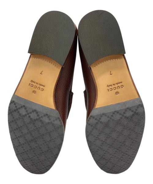 GUCCI（グッチ）GUCCI (グッチ) シボ革 ホースビットローファー ブラウン サイズ:7の古着・服飾アイテム