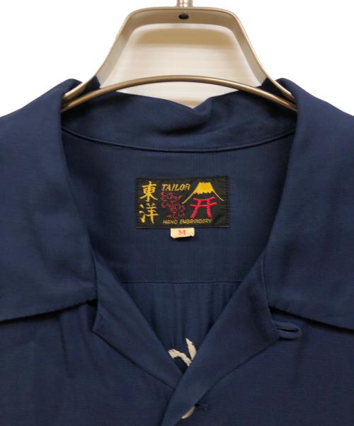 東洋エンタープライズ（トウヨウエンタープライズ）東洋エンタープライズ (トウヨウエンタープライズ) JAPAN MAP L/S SUKA RAYON SHIRT ネイビー サイズ:Mの古着・服飾アイテム