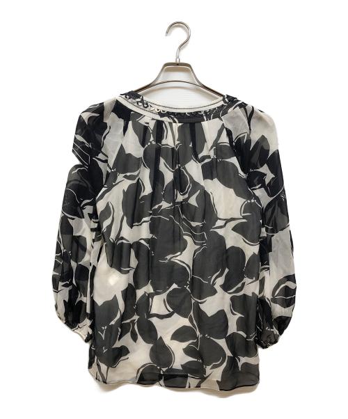 DIANE VON FURSTENBERG（ダイアンフォンファステンバーグ）DIANE VON FURSTENBERG (ダイアンフォンファステンバーグ) シルクブラウス ブラック×ホワイト サイズ:記載なしの古着・服飾アイテム