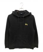 stussyステューシー）の古着「プリントパーカー」｜ブラック