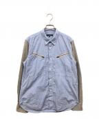 COMME des GARCONS HOMMEコムデギャルソン オム）の古着「異素材切替長袖シャツ」｜ブルー