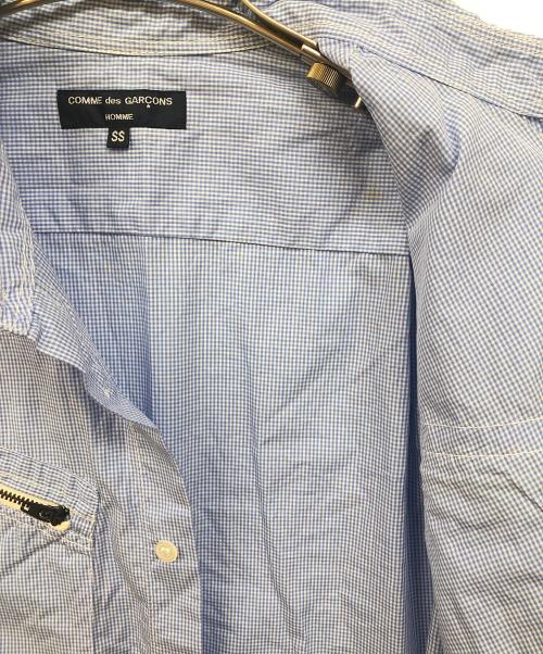 COMME des GARCONS HOMME（コムデギャルソン オム）COMME des GARCONS HOMME (コムデギャルソン オム) 異素材切替長袖シャツ ブルー サイズ:XSの古着・服飾アイテム