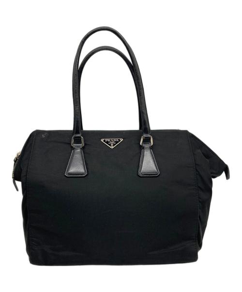 PRADA（プラダ）PRADA (プラダ) トライアングルロゴナイロントートバッグ ブラックの古着・服飾アイテム