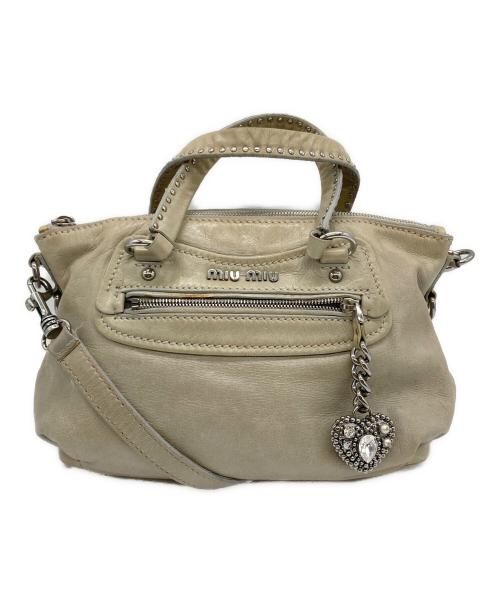 MIU MIU（ミュウミュウ）MIU MIU (ミュウミュウ) Archive Heart 2way Tote Bag ベージュの古着・服飾アイテム