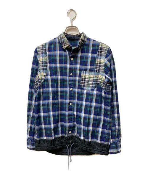 sacai（サカイ）sacai (サカイ) ナイロンコンビチェックシャツ ネイビー サイズ:1の古着・服飾アイテム