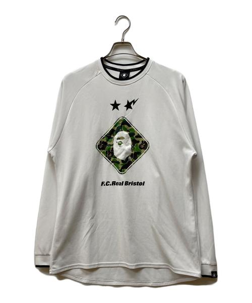 F.C.R.B.（エフシーレアルブリストル）F.C.R.B. (エフシーレアルブリストル) A BATHING APE (ア ベイシング エイプ) EMBLEM TEE ホワイト サイズ:XLの古着・服飾アイテム